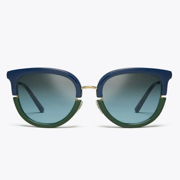 Tory Burch Blue Green Split Lens Cat Eye Shape Split Frame Sunglasses Wo… main image 4